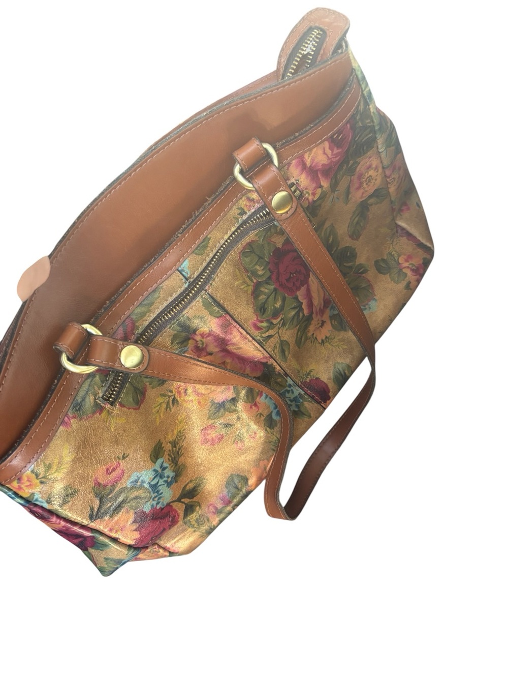 Patricia Nash Floral Leather Shoulder Bag, retired print -Vintage Cottagecore
